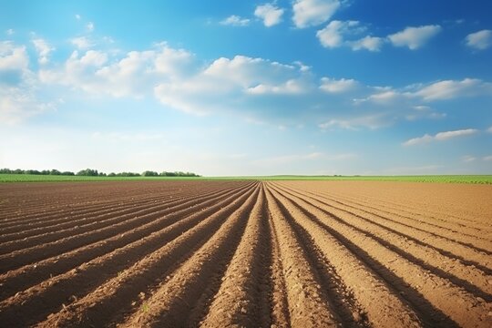 Spring Agriculture: Preparing Plowed Fields for Planting