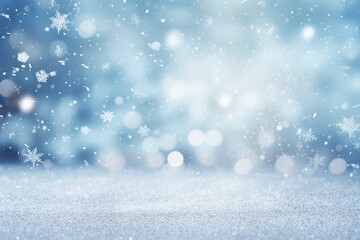 Fototapeta premium Enchanted Winter: Christmas Snowfall in Soft Blue Tones