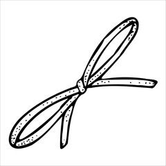 Vector drawing of a bow to decorate and add beauty to a gift box or greeting card and packaging. Graphic illustration.
