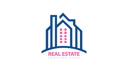 Real Estate logo design & vector illustration.Construction Architecture Building Logo Design Template