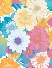 Fototapeta na wymiar A mesmerizing display of abstract floral patterns created using vector graphics. The artwork combines the beauty of nature with its intricate floral elements and the expressive freedom of abstraction
