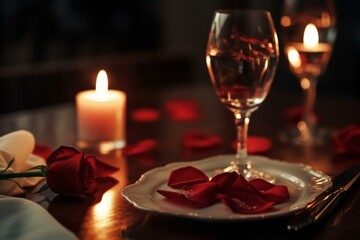 Romantic dining on Valentine's Day. Generative AI