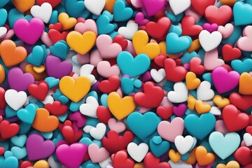 Fototapeta na wymiar Colorful hearts as graffiti love symbol on wall