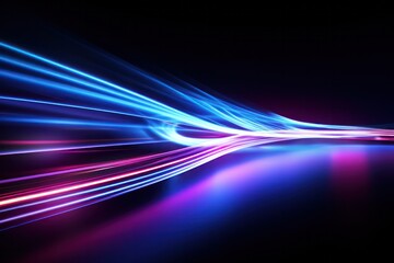 abstract purple neon lines and swirl 3d background on black. Motion blur backdrop.