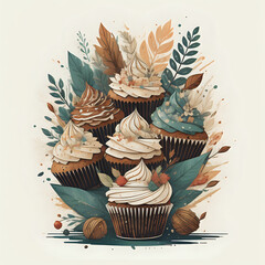 Vintage Cupcakes illustration