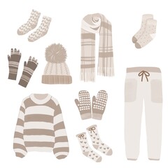 Cozy winter knitted accessories set 