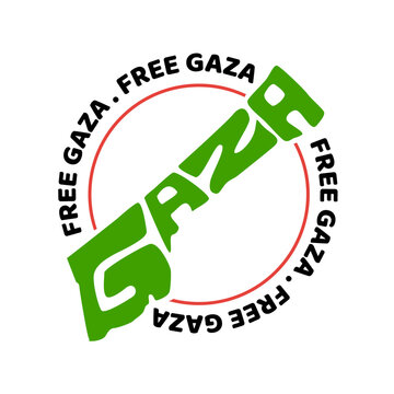 Free Gaza text with Gaza map typography.