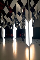 being in a room full of mirrors at the Albanian pavilion at biennale venezia flying mirror pieces albanian history reflections albanian architecture 