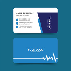 Creative healthcare medical doctor business card template design in front and back view.	
