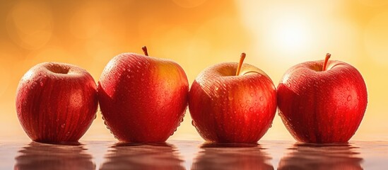 Sunlit bright crimson apples With copyspace for text