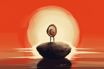 Illustration of an oyster standing alone. Generative AI
