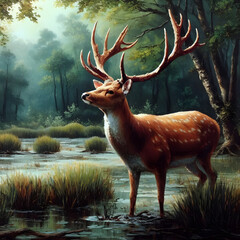 deer in the forest. Generative AI