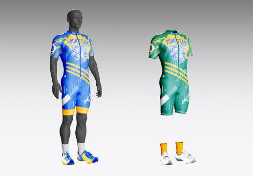 Men's Cycling Suit With Avatar Mockup