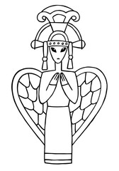 Alien Doodle vector, drawing with a black line