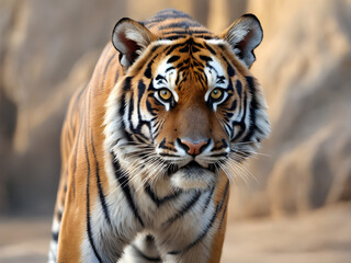 Prowling tiger portrait with staring eyes - 660383165
