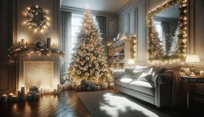 Fototapeta na wymiar Enchanting Christmas Living Room