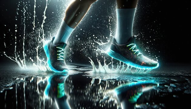 Night Run with Bioluminescent Shoes