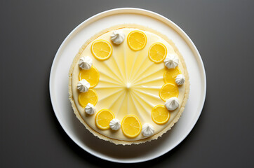 Lemon tart top view. Lemon cake