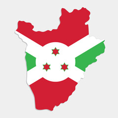 burundi map with flag on gray background