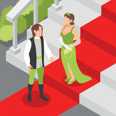 Fairy Tale Creatures Isometric Background