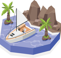 Boat Isometric Composition