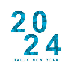 Blue 2024 happy new year greeting card celebration vector design