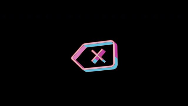 Bright backspace icon is jumping merrily. Retro style. Alpha channel black. Looped from frame 120 to 240, Alpha BW at the end