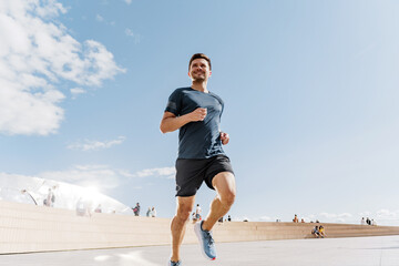 Mental and psychological health when working with fitness exercises. Uses his running shoes for...