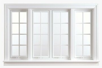 Transparent PNG of a white window frame. Generative AI