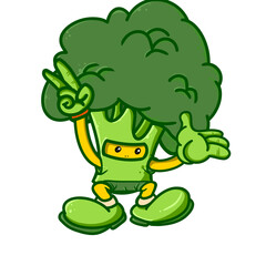 cartoon illustration of a cartoon character of broccoli

