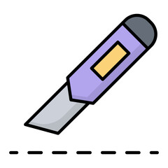 Paper Cutter Colored Outline Icon