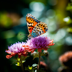 butterfly on flower butterfly, insect, flower, nature, summer, wings, animal, garden, macro, orange, plant, wildlife, 