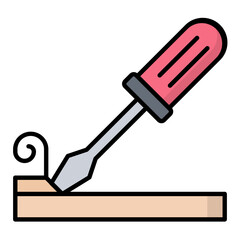 Wood Chisel Colored Outline Icon