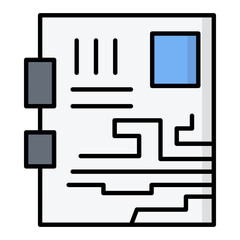 Motherboard Colored Outline Icon