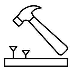 Hammer And Nall Outline Icon