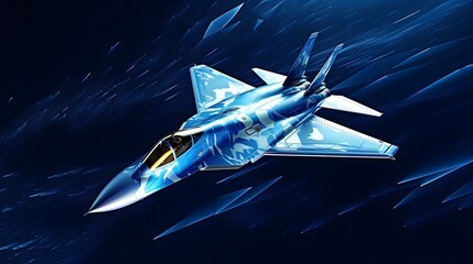 fighter jet in flight from abstract polygonal point - obrazy, fototapety, plakaty