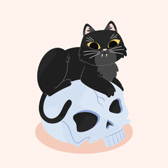 Cute Spooky Cat Halloween Illustration