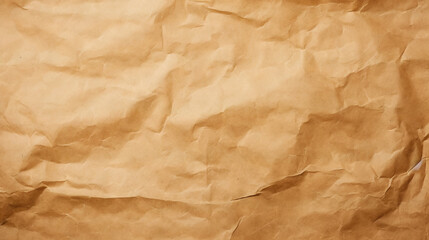 Fototapeta premium Brown crumpled recycle paper texture background. Craft beige paper backdrop. Generative AI