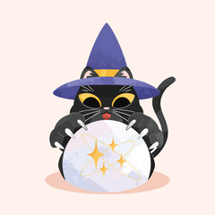 Cute Spooky Cat Halloween Illustration