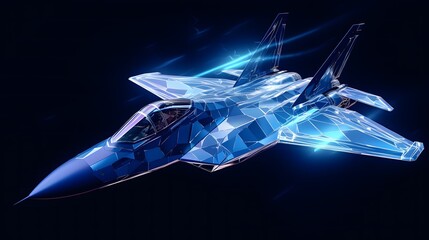 Fototapeta na wymiar fighter jet in flight from abstract polygonal point