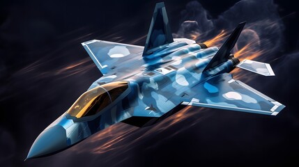 fighter jet in flight from abstract polygonal point