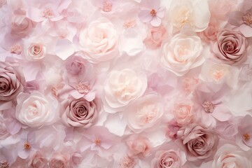 pastel luxury flower backdrop with delicate pink petals and dreamy rose texture. Generative AI