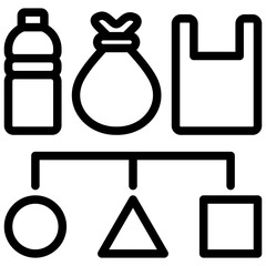 Fototapeta premium Waste Sorting Outline Icon