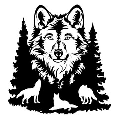 Head of Wolf, Hand Drawn Vector Illustration