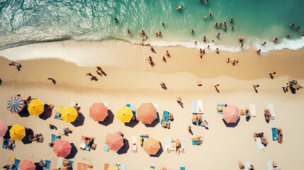 The beach is full of visitors, AI generated Image