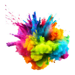 Colorful Holi paint color powder explosion splash isolated on white background  