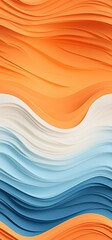Abstract waves of orange, yellow, and blue waves bold graphic illustration - Generative AI.