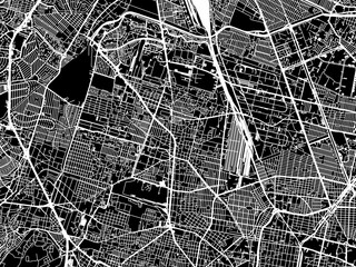 Vector road map of the city of  Azcapotzalco in Mexico with white roads on a black background.