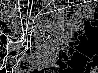 Obraz premium Vector road map of the city of Buenavista in Mexico with white roads on a black background.
