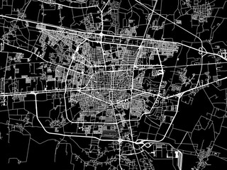 Vector road map of the city of  Celaya in Mexico with white roads on a black background.